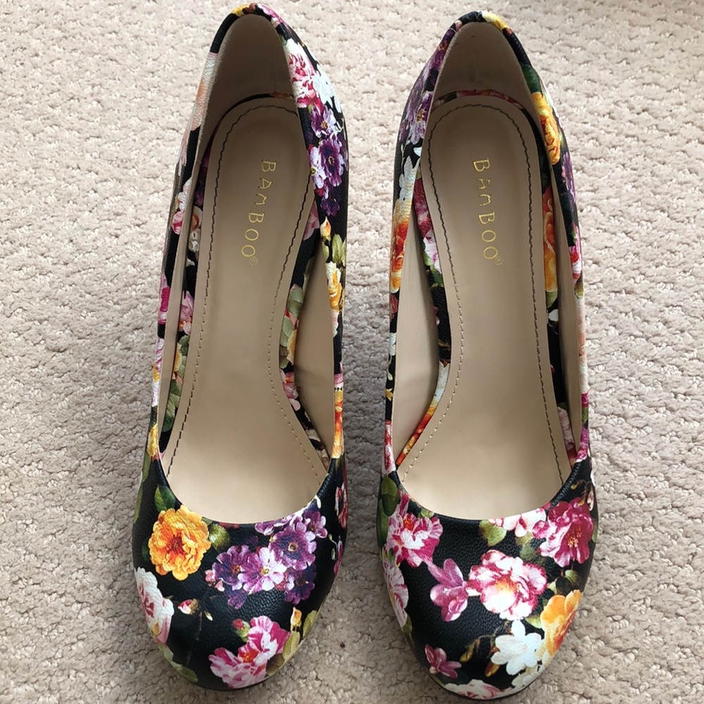 Floral printed heels